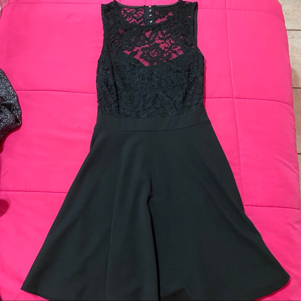 black halter neck skater dress